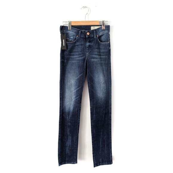 Diesel Sandy Slim Straight Jeans Mid Rise Stretch Denim Dark Blue Italy NEW - Picture 2 of 11